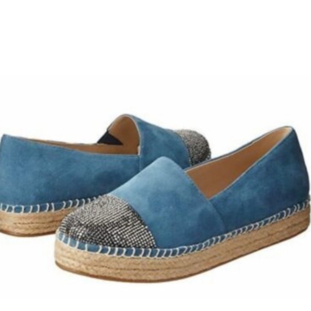 Steve Madden Pulsse Blue Espadrille Flats with Silver Toe Cap